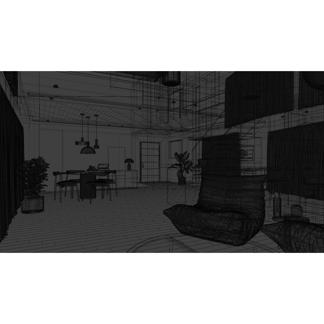 Minimalist Living Room 3D Model – Contemporary Interior, PBR Textures
