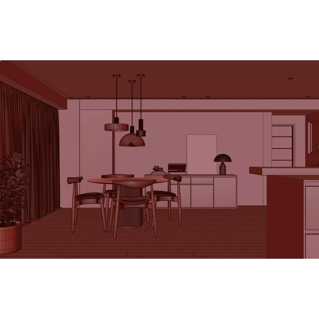 Minimalist Living Room 3D Model – Contemporary Interior, PBR Textures - View 11