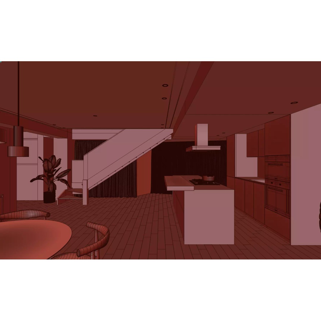 Minimalist Living Room 3D Model – Contemporary Interior, PBR Textures - View 12