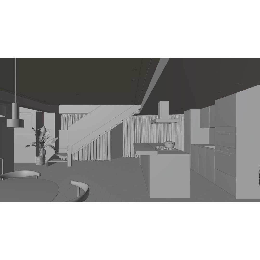 Minimalist Living Room 3D Model – Contemporary Interior, PBR Textures - View 16