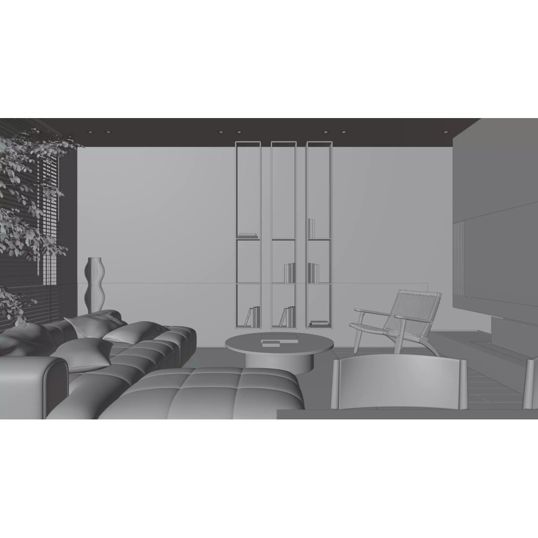 Modern Log Guest Restaurant 3D Model – PBR Interior Asset, FBX, Blender - View 8