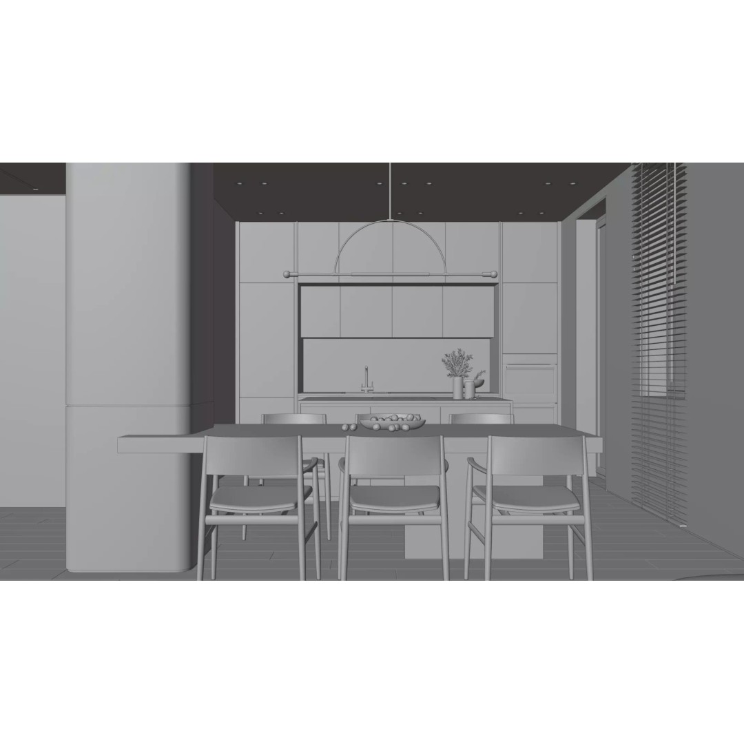 Modern Log Guest Restaurant 3D Model – PBR Interior Asset, FBX, Blender - View 9
