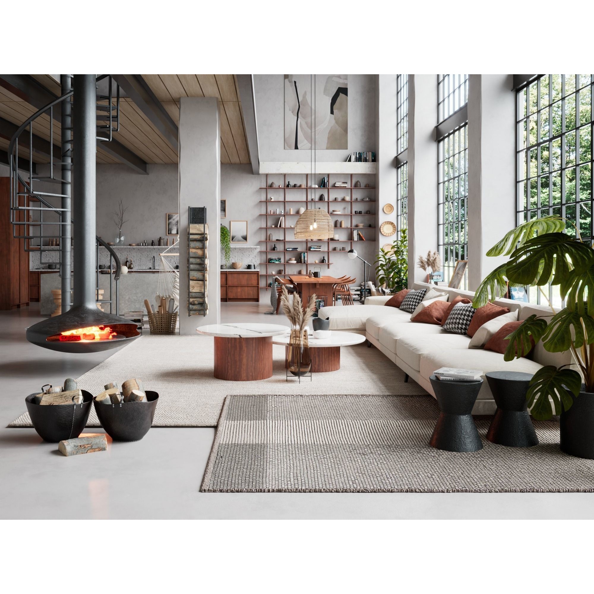 Boho Design Interior Scene - High-Quality 3D Model