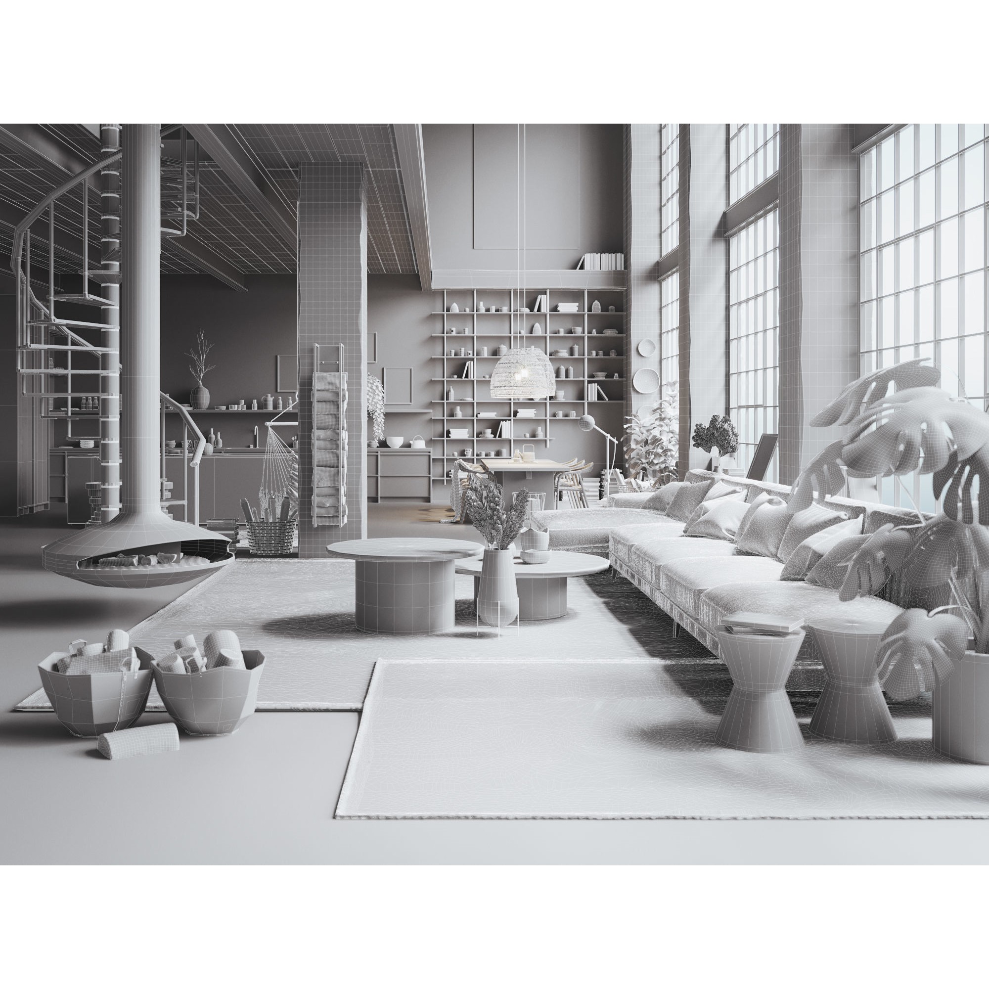 Boho Design Interior Scene - High-Quality 3D Model - View 11