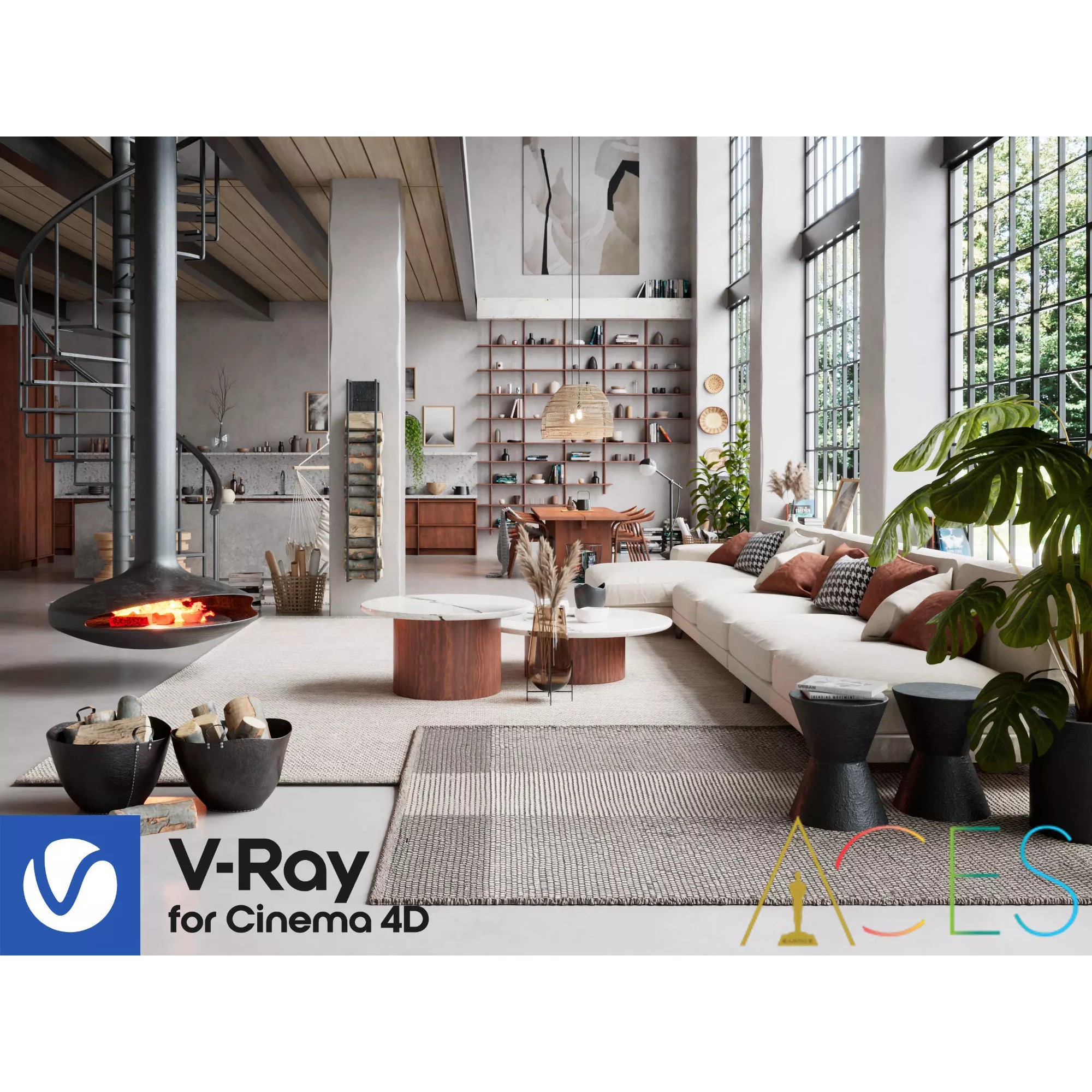 Boho Design Interior Scene - High-Quality 3D Model - View 2
