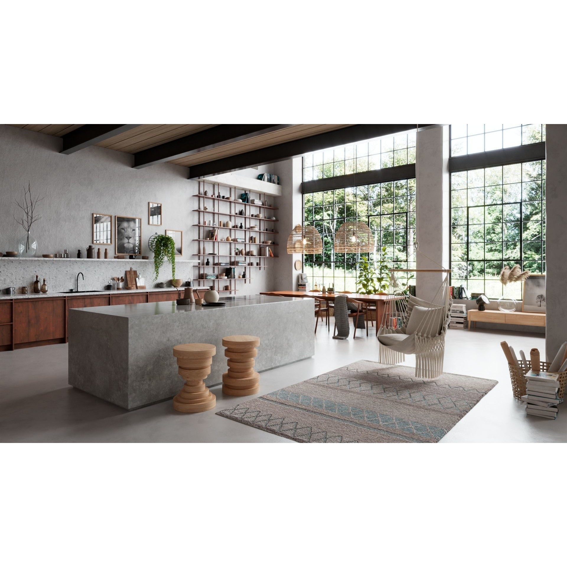 Boho Design Interior Scene - High-Quality 3D Model - View 4