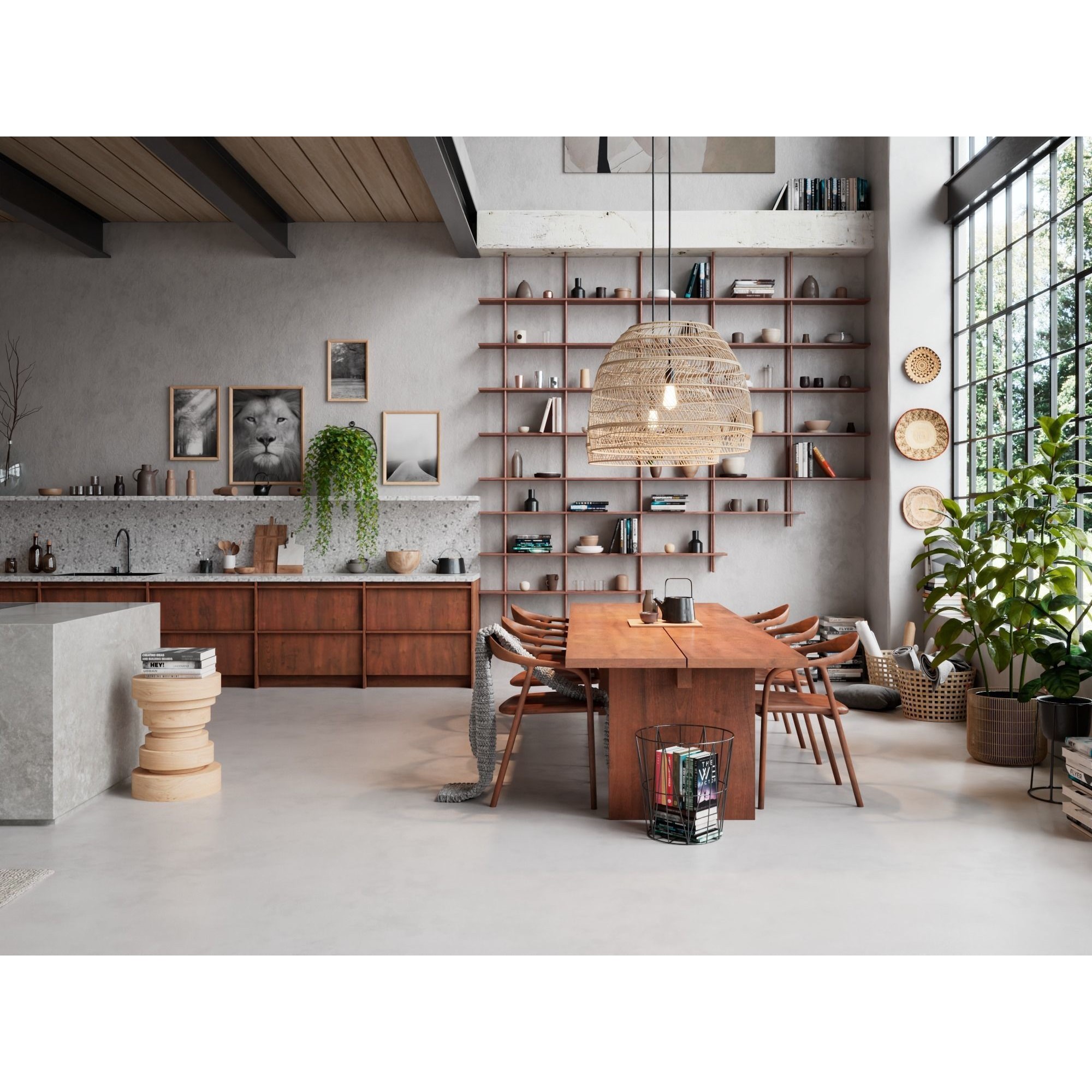 Boho Design Interior Scene - High-Quality 3D Model - View 6