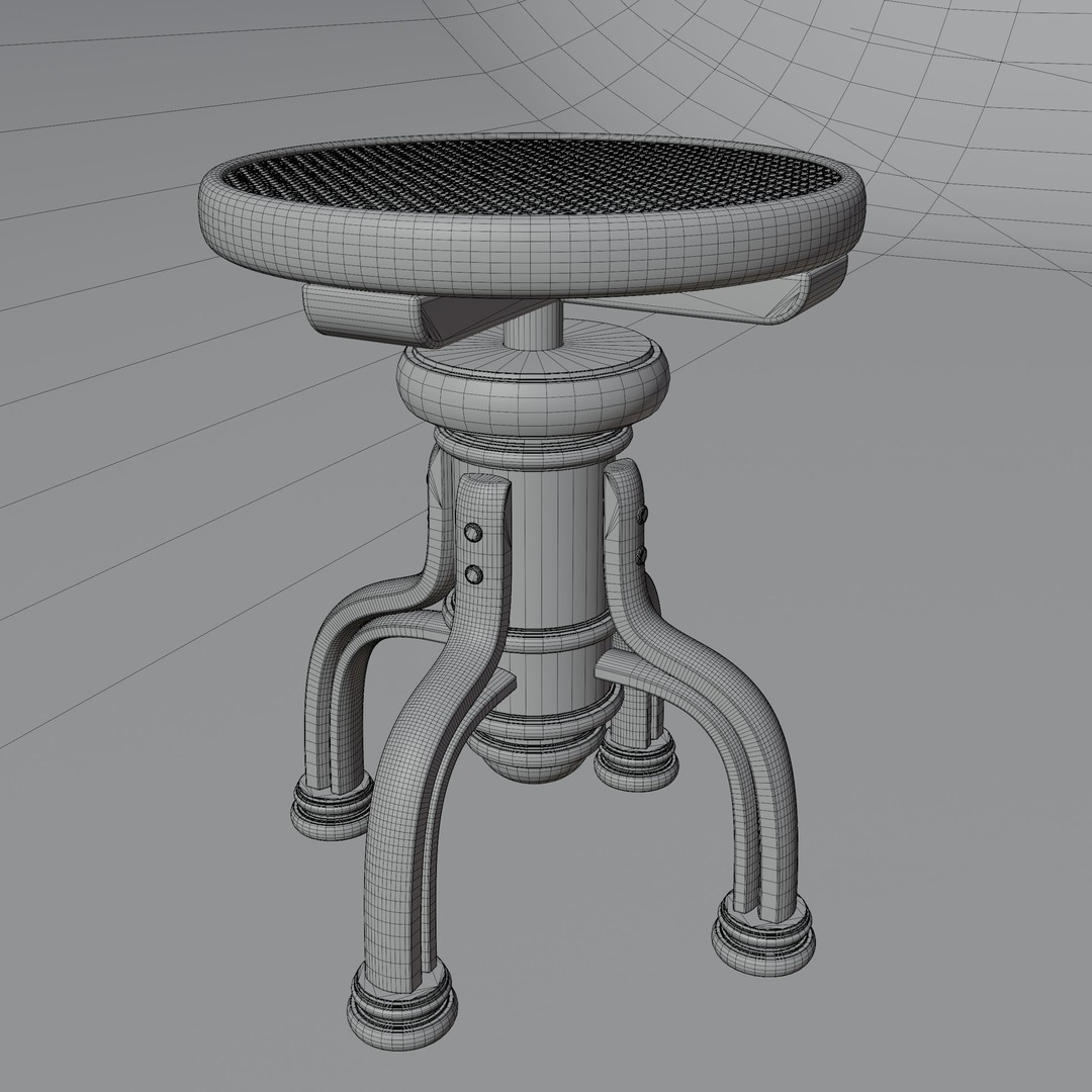 Curved Wood Stools 3D Model – Low Poly Game Asset, FBX, OBJ - View 7