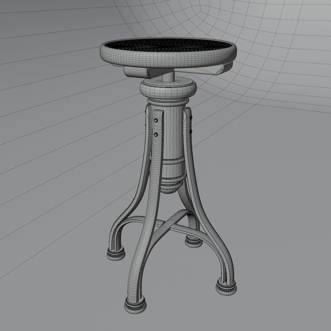 Curved Wood Stools 3D Model – Low Poly Game Asset, FBX, OBJ - View 8