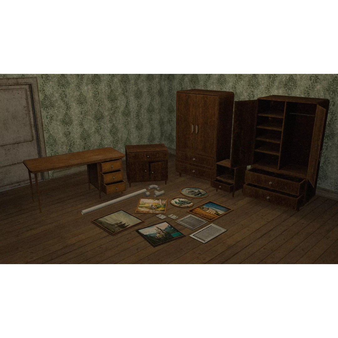PSX Style Furniture 3D Model – Low Poly Modular Game Asset, FBX