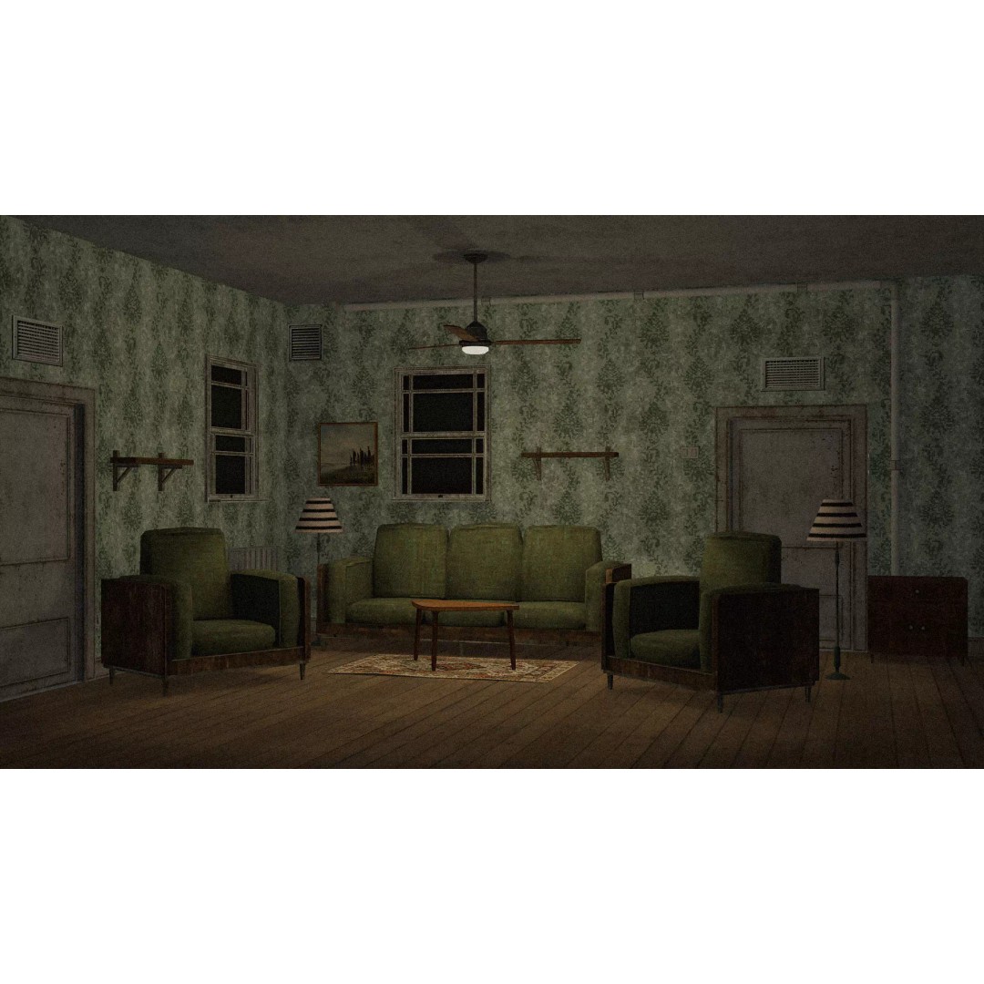 PSX Style Furniture 3D Model – Low Poly Modular Game Asset, FBX - View 3