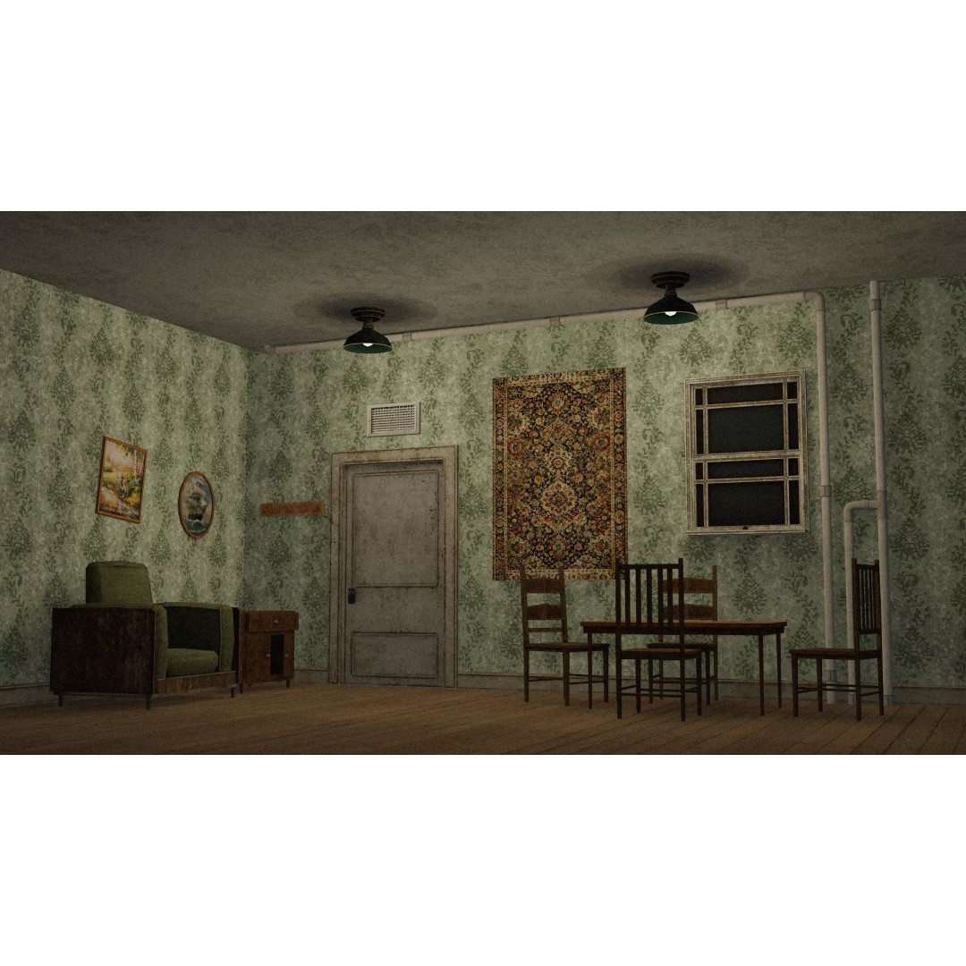 PSX Style Furniture 3D Model – Low Poly Modular Game Asset, FBX - View 4
