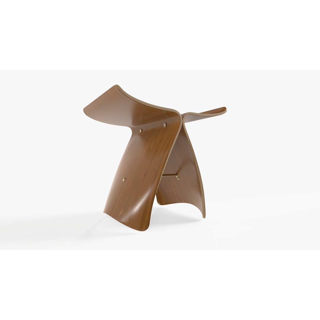 Butterfly Stool 3D Model – Low Poly Furniture Asset, FBX - View 3