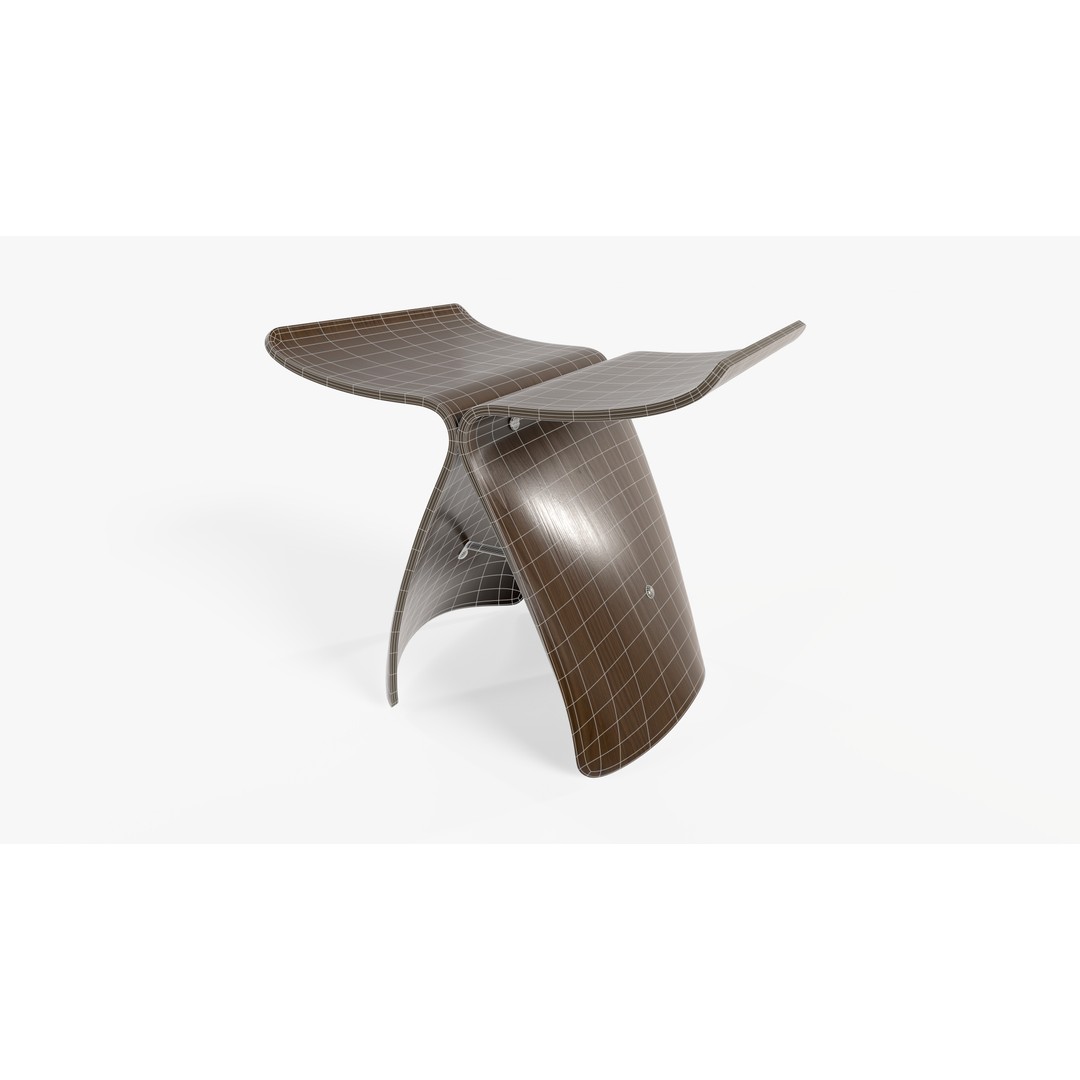 Butterfly Stool 3D Model – Low Poly Furniture Asset, FBX - View 6