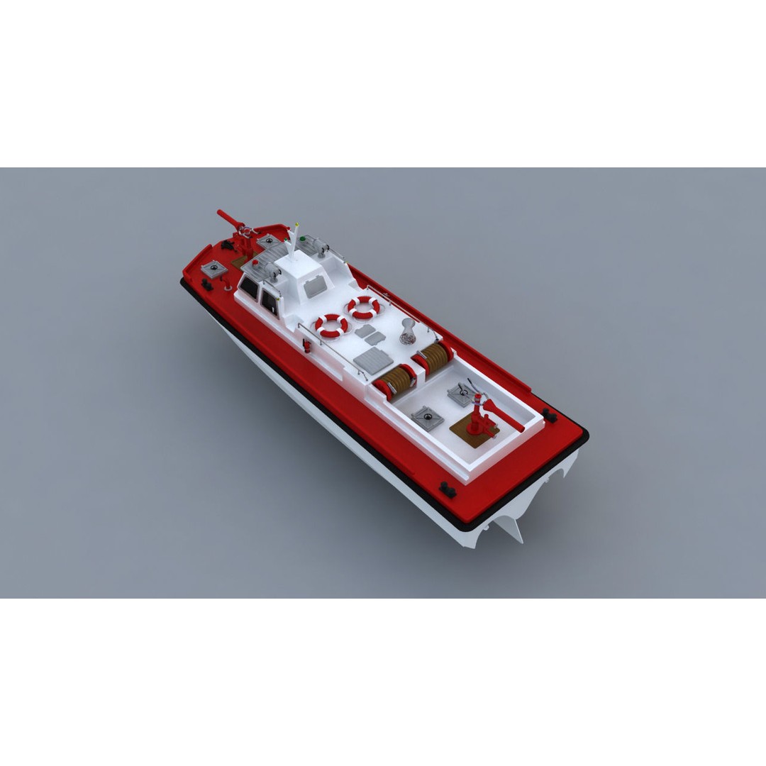 Remote Control Fireboat 3D Model – Vintage Toy Watercraft, FBX, OBJ - View 3