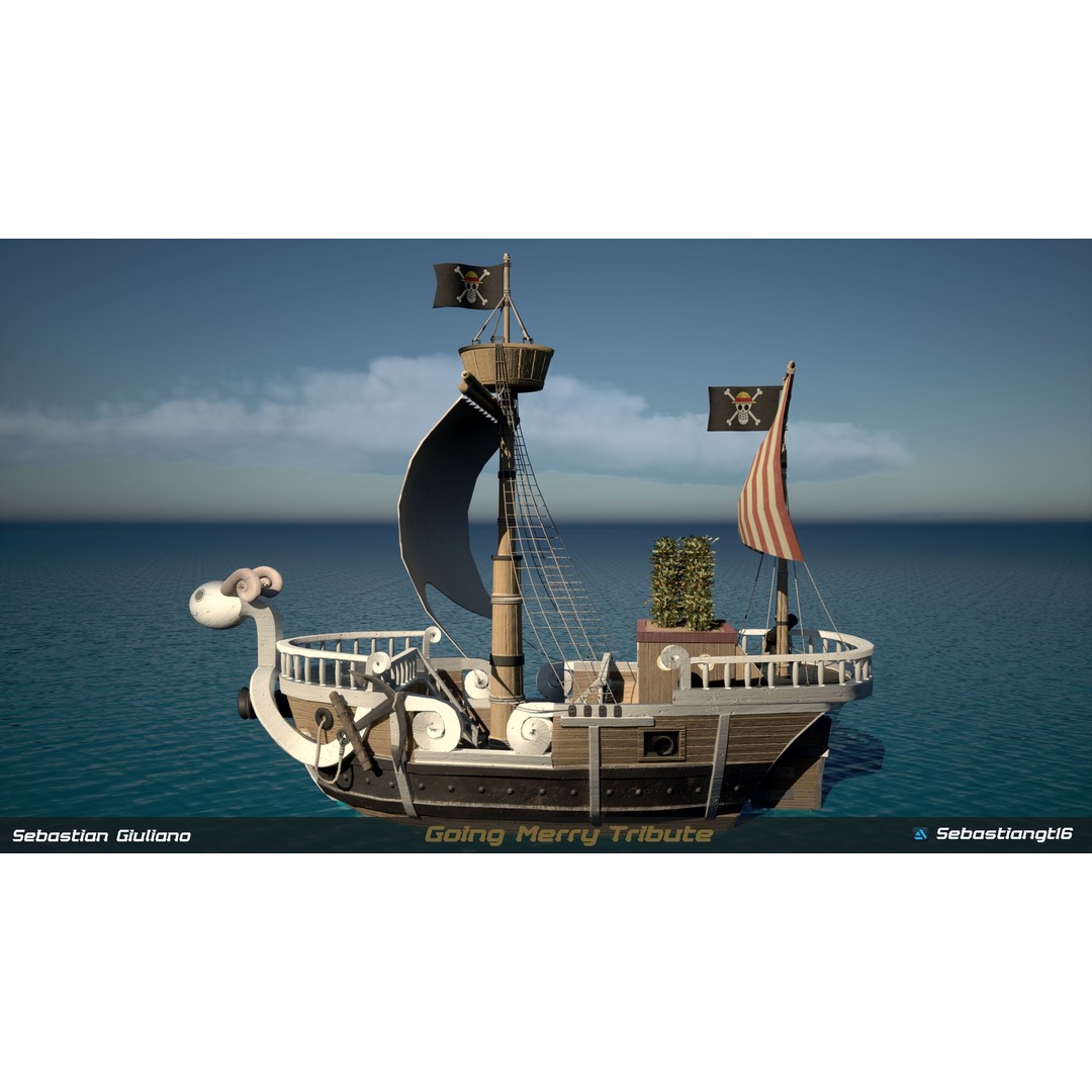 Going Merry 3D Model – Low Poly Ship, PBR Textures, FBX - View 12