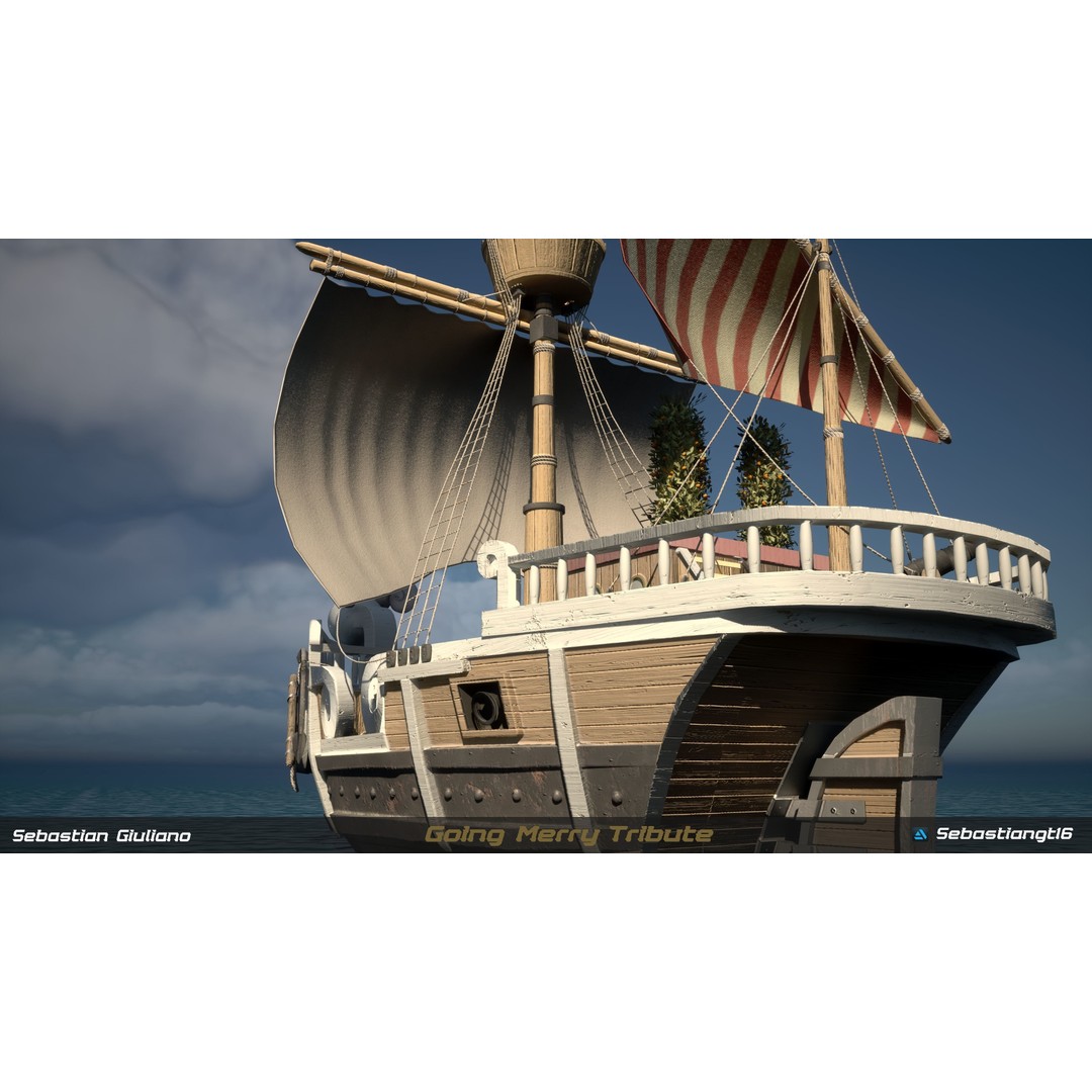 Going Merry 3D Model – Low Poly Ship, PBR Textures, FBX - View 6