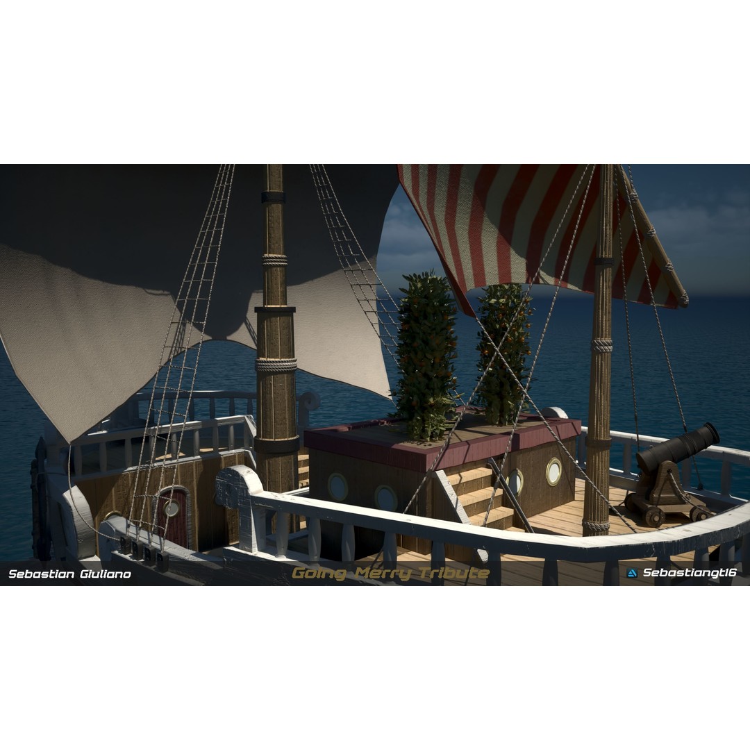 Going Merry 3D Model – Low Poly Ship, PBR Textures, FBX - View 7