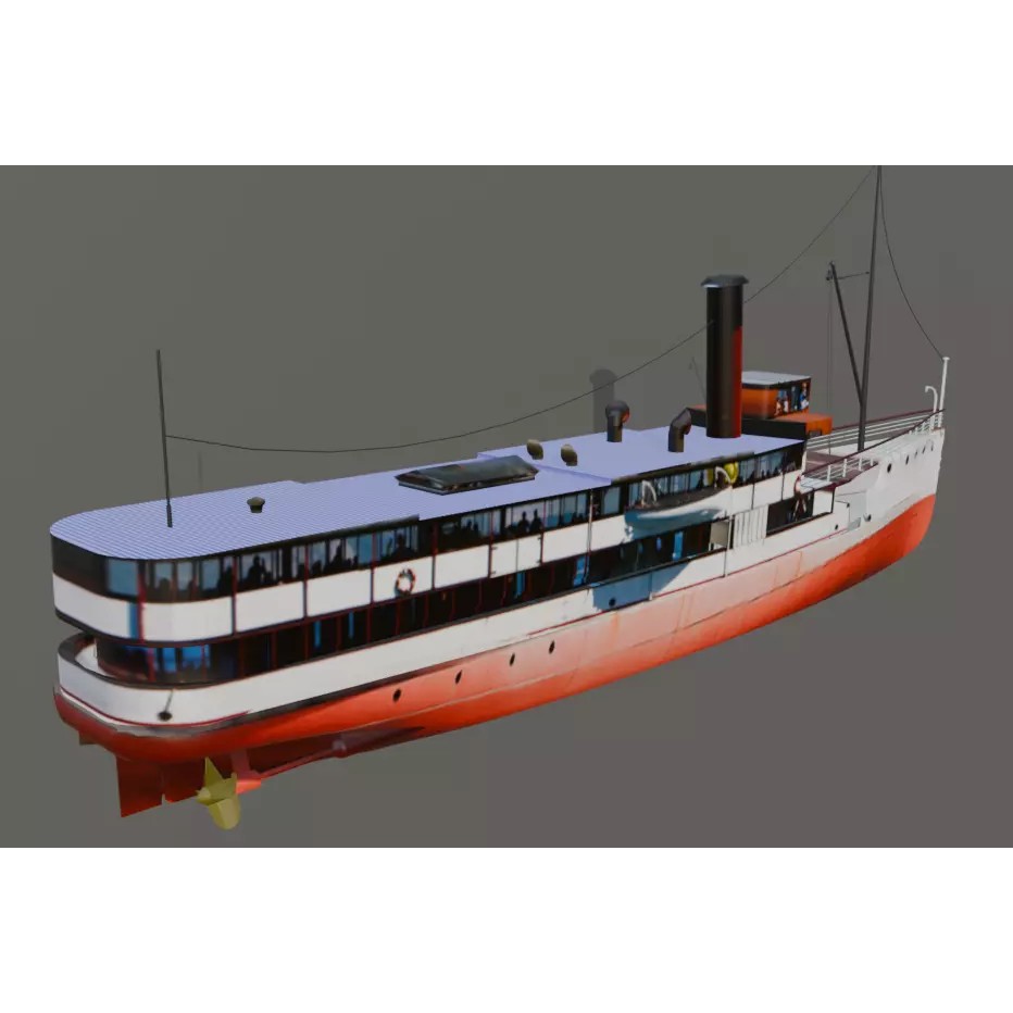 TSS Earnslaw 3D Model – Historic Twin-Screw Steamer, FBX, OBJ
