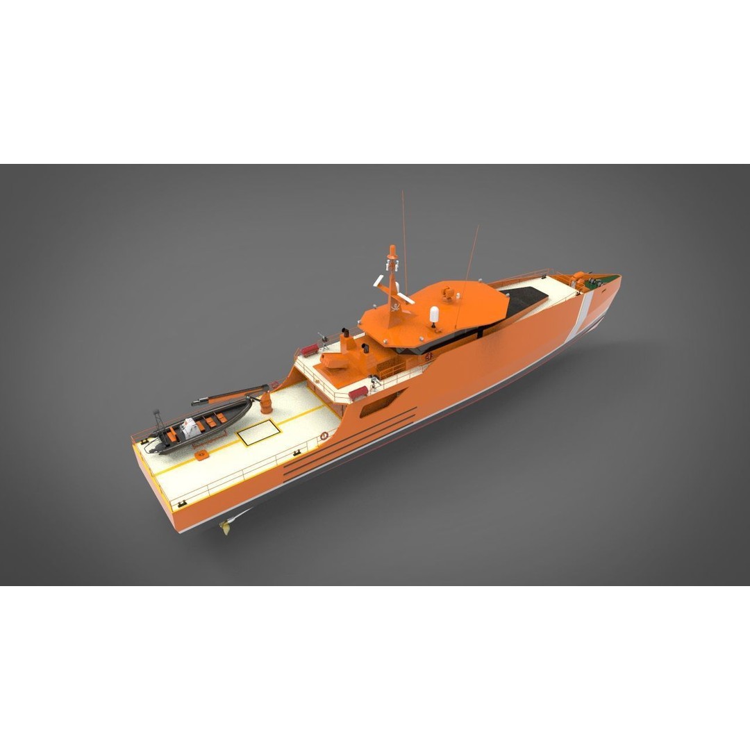 Coastguard Patrol Ship 3D Model – Detailed Military Vessel, FBX - View 4