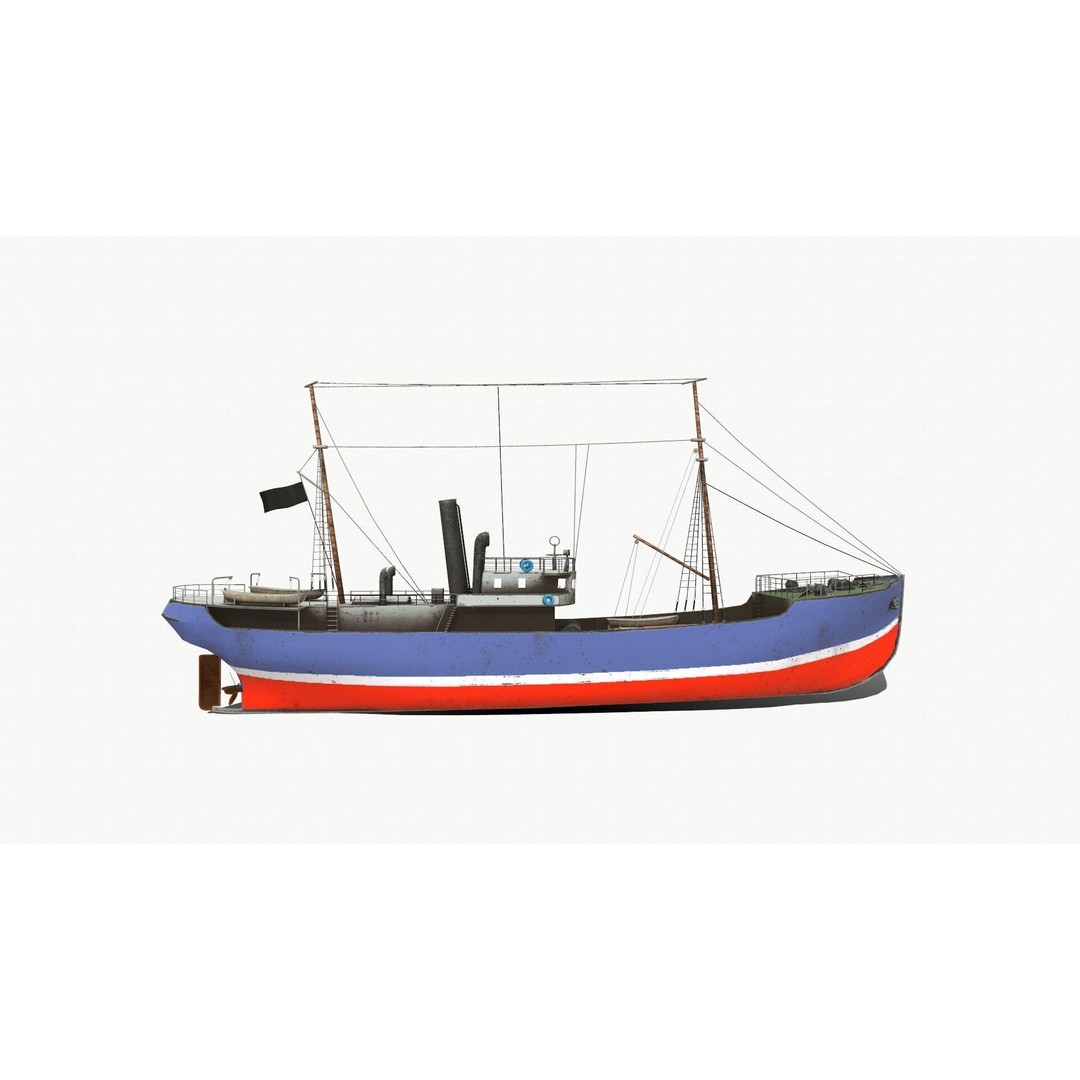 Old Fishing Boat 3D Model – Low Poly PBR Game Asset, FBX, OBJ - View 10