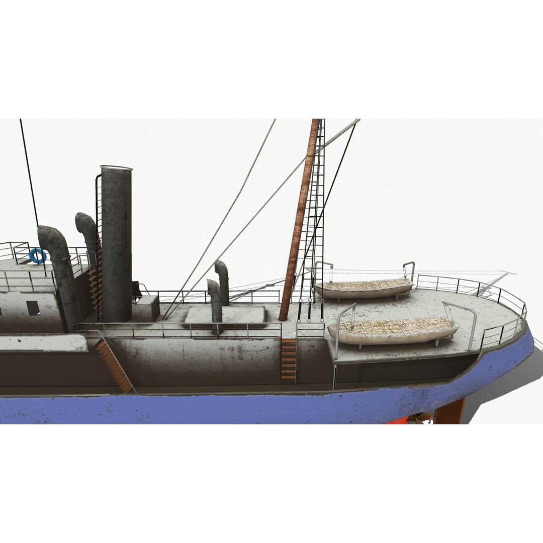 Old Fishing Boat 3D Model – Low Poly PBR Game Asset, FBX, OBJ - View 15