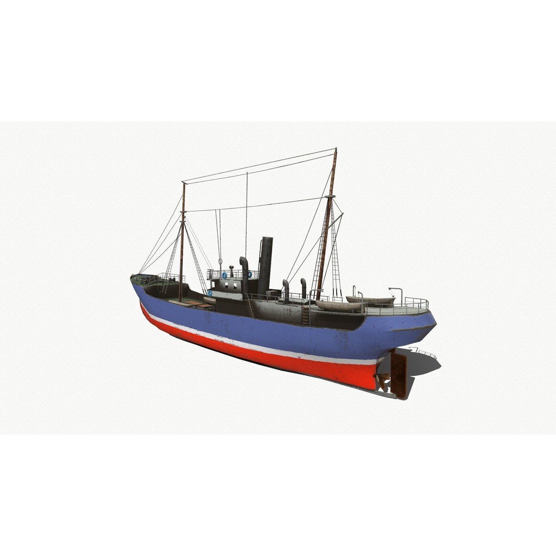 Old Fishing Boat 3D Model – Low Poly PBR Game Asset, FBX, OBJ - View 5