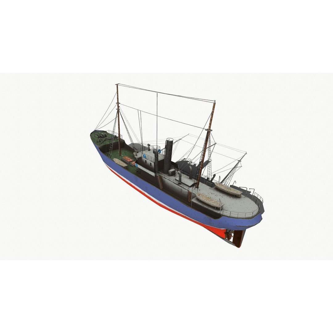 Old Fishing Boat 3D Model – Low Poly PBR Game Asset, FBX, OBJ - View 6