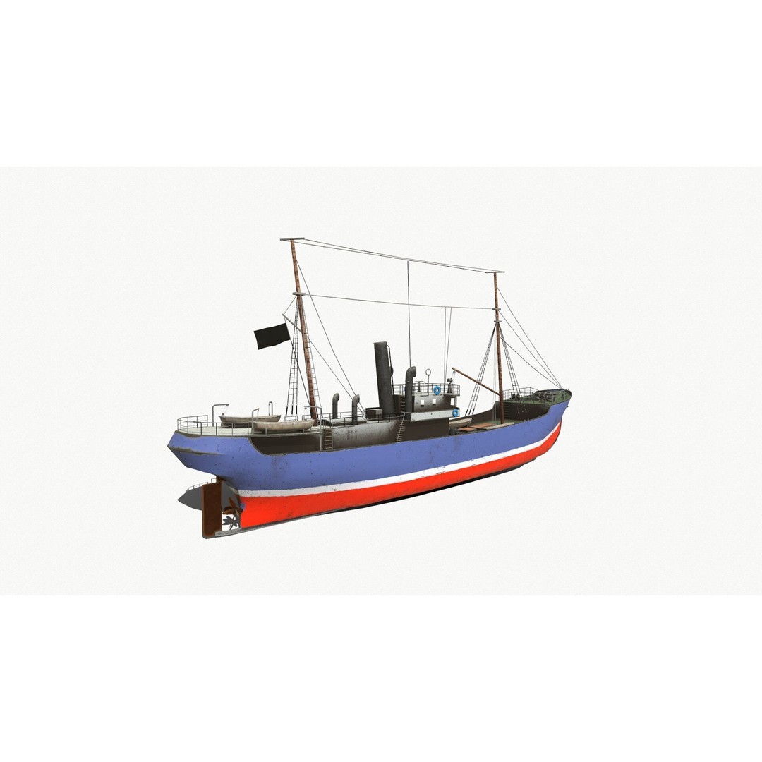 Old Fishing Boat 3D Model – Low Poly PBR Game Asset, FBX, OBJ - View 9