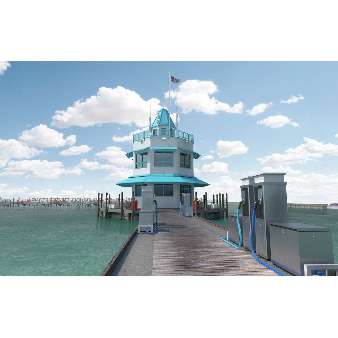 Floating Dock 3D Model – Low Poly Marina System, FBX, PBR Textures - View 2