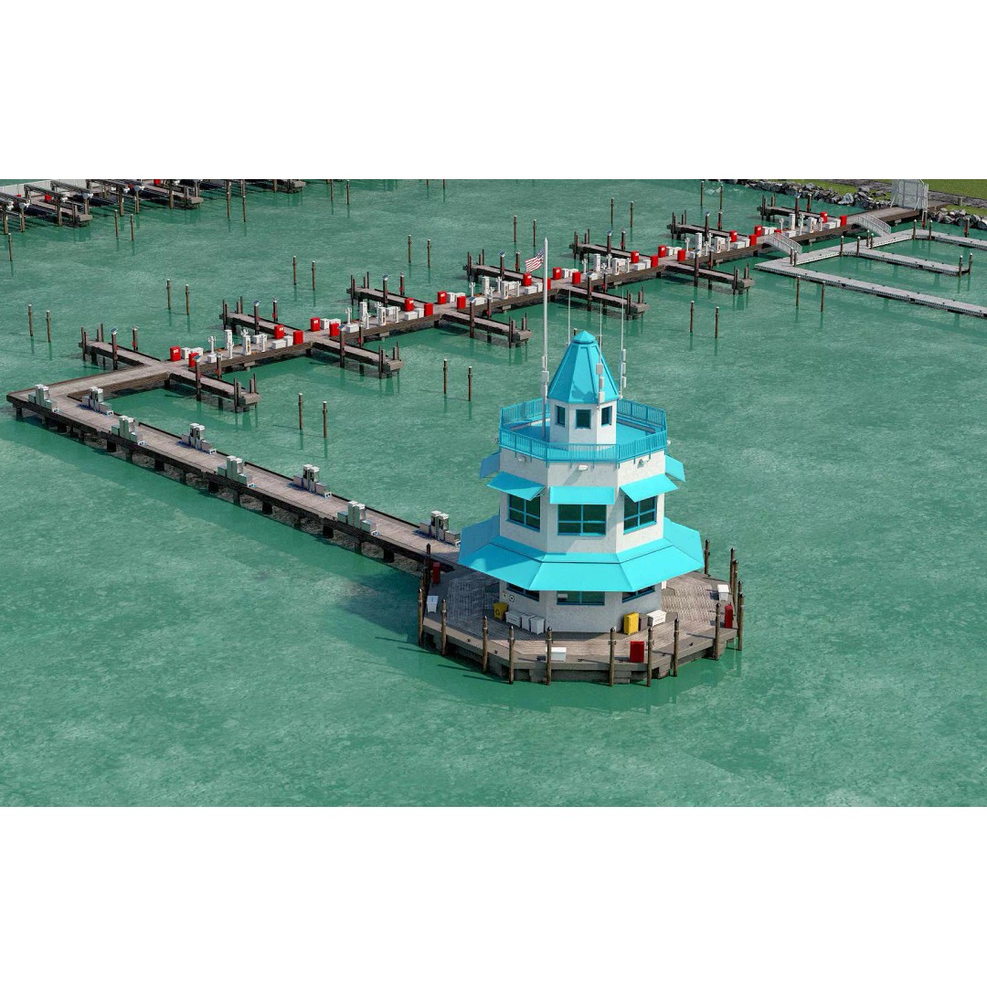 Floating Dock 3D Model – Low Poly Marina System, FBX, PBR Textures - View 3