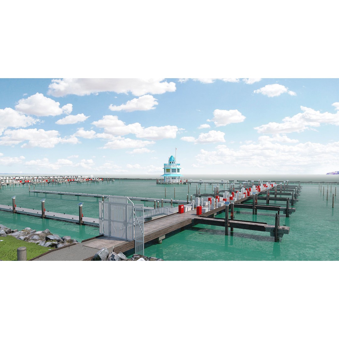 Floating Dock 3D Model – Low Poly Marina System, FBX, PBR Textures - View 4