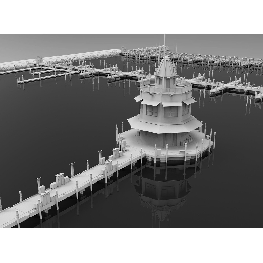 Floating Dock 3D Model – Low Poly Marina System, FBX, PBR Textures - View 5