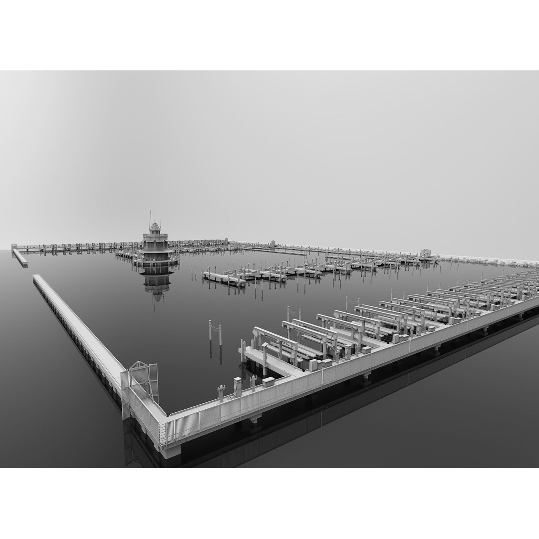 Floating Dock 3D Model – Low Poly Marina System, FBX, PBR Textures - View 7