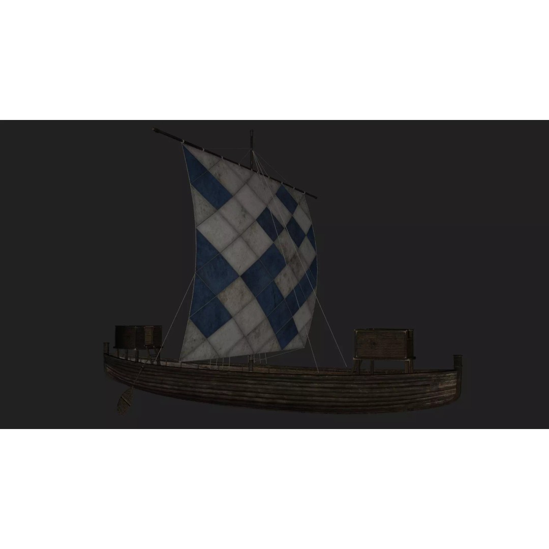 Sailing Boat 3D Model – Low Poly Game Ready with PBR Textures - View 17