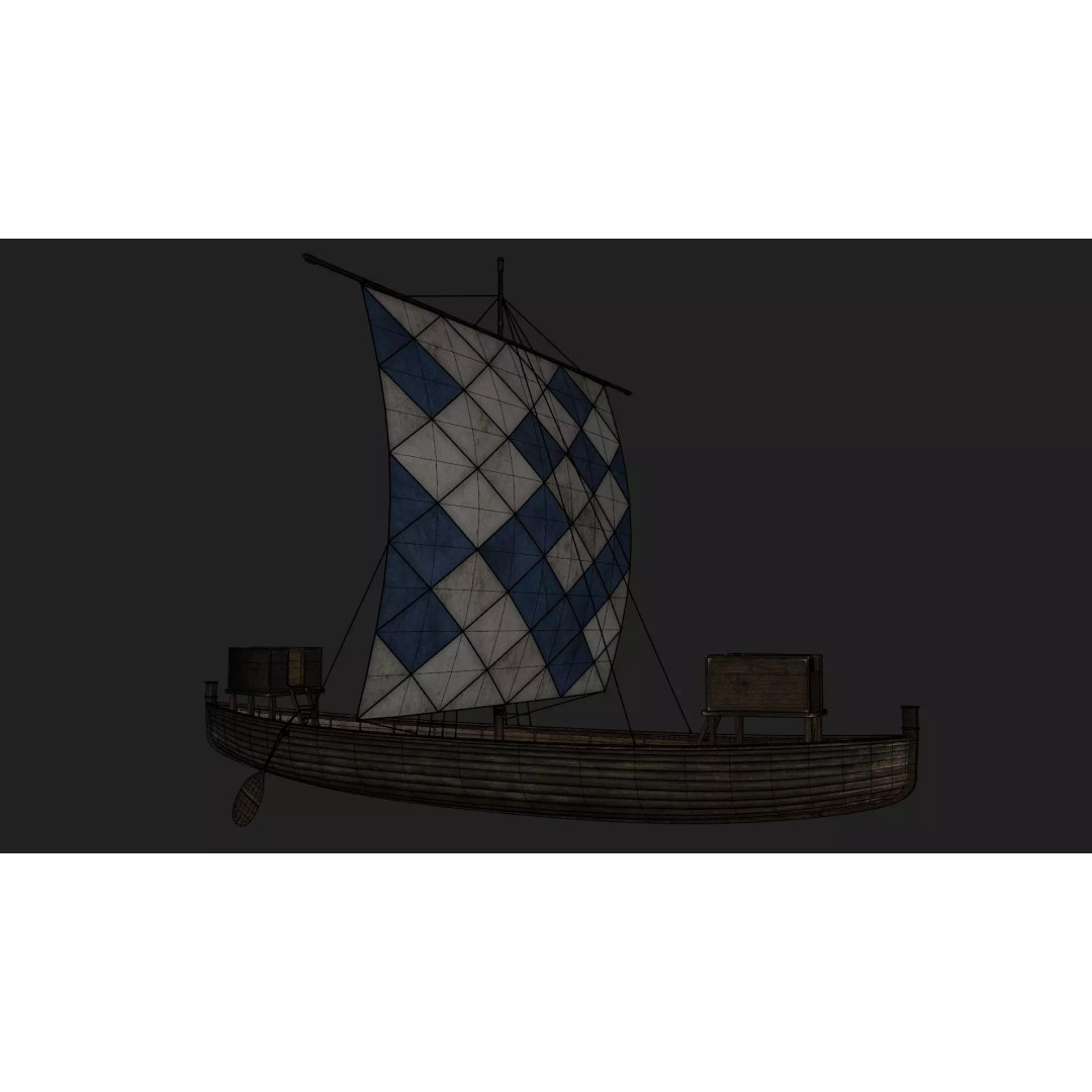 Sailing Boat 3D Model – Low Poly Game Ready with PBR Textures - View 18