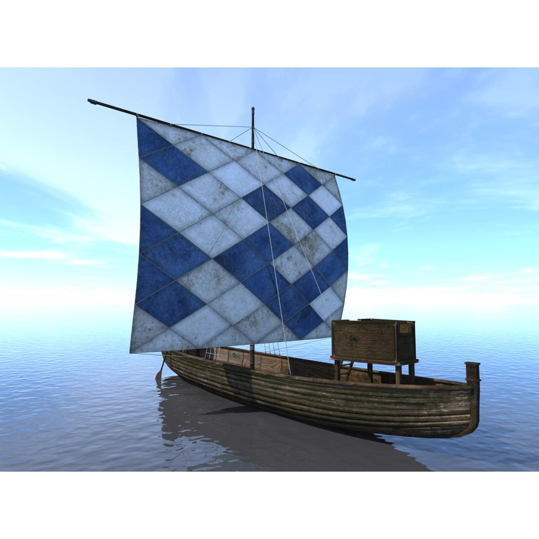 Sailing Boat 3D Model – Low Poly Game Ready with PBR Textures - View 4