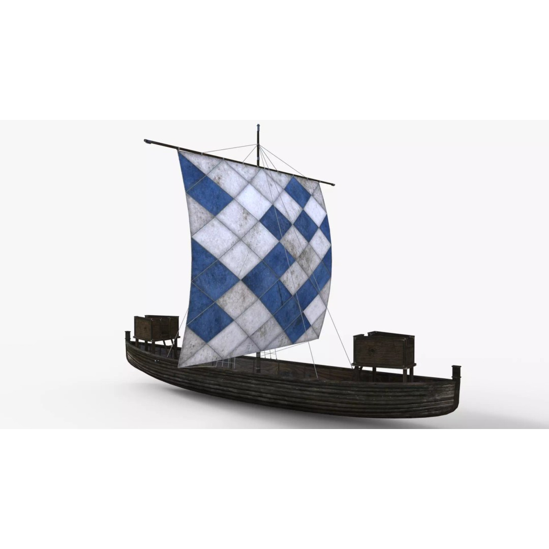 Sailing Boat 3D Model – Low Poly Game Ready with PBR Textures - View 5