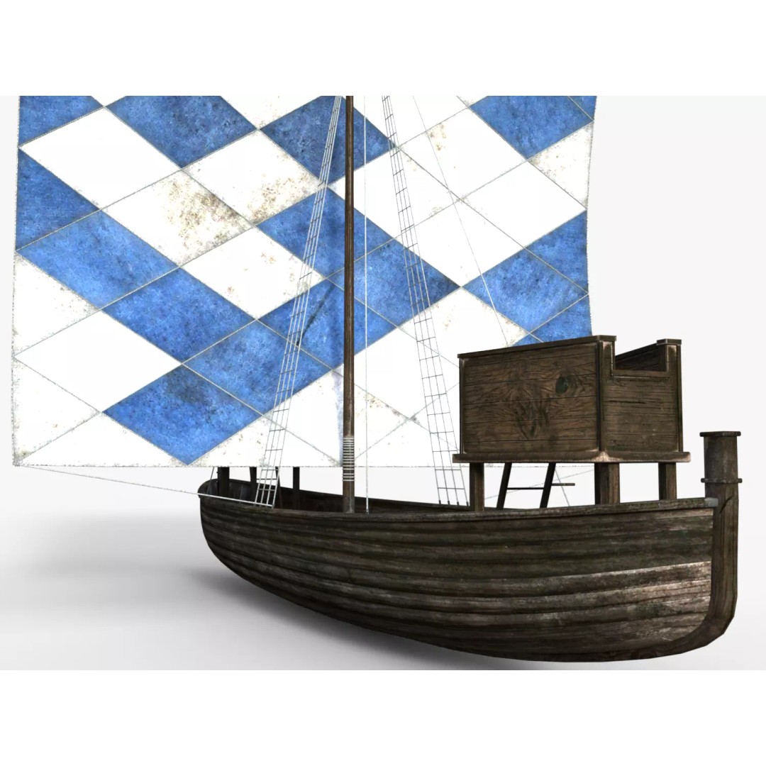 Sailing Boat 3D Model – Low Poly Game Ready with PBR Textures - View 6