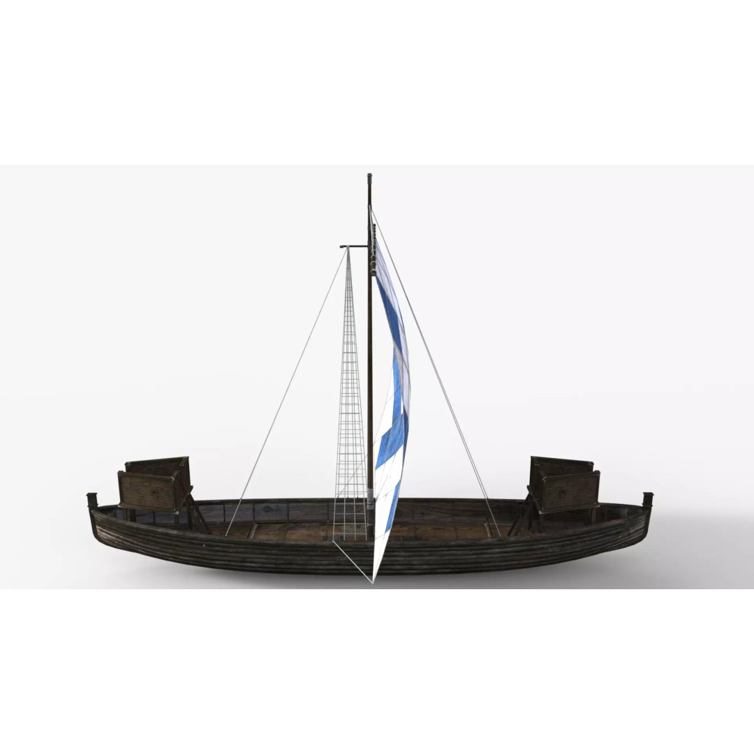 Sailing Boat 3D Model – Low Poly Game Ready with PBR Textures - View 7