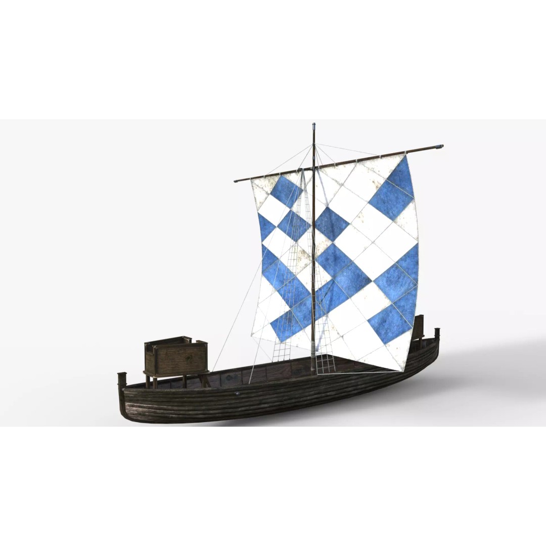 Sailing Boat 3D Model – Low Poly Game Ready with PBR Textures - View 8