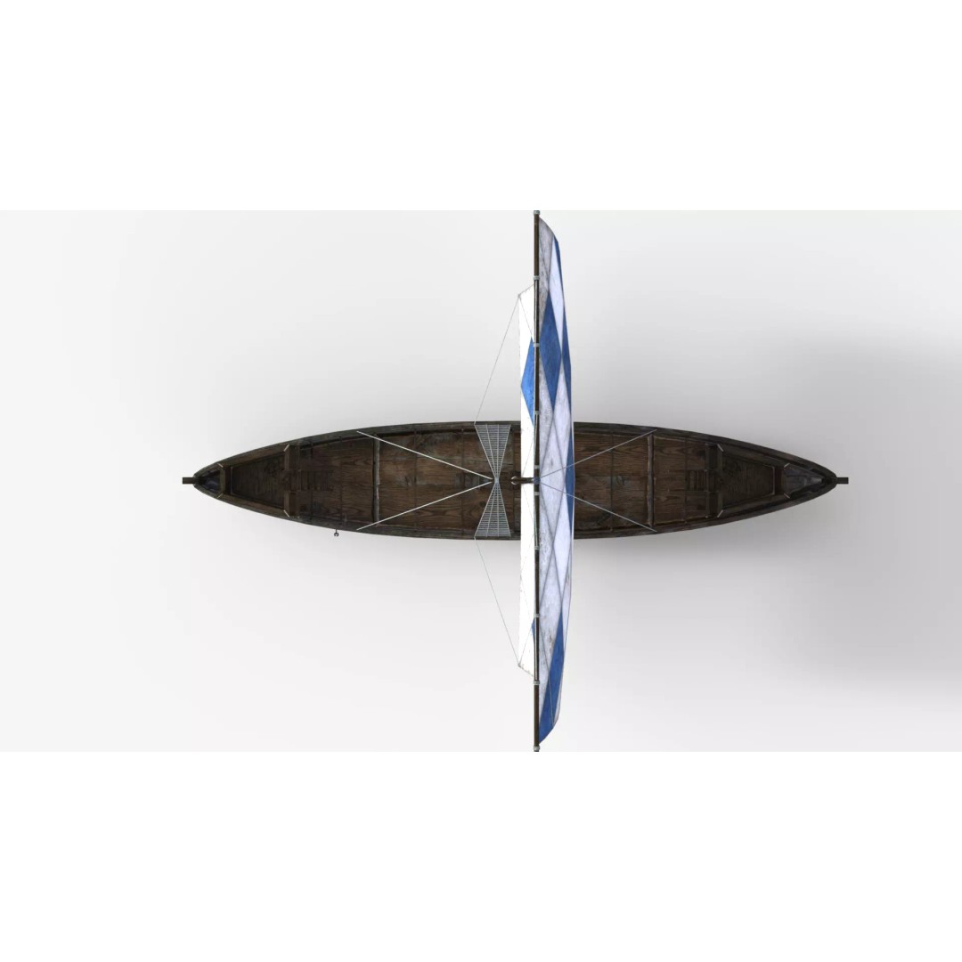 Sailing Boat 3D Model – Low Poly Game Ready with PBR Textures - View 9