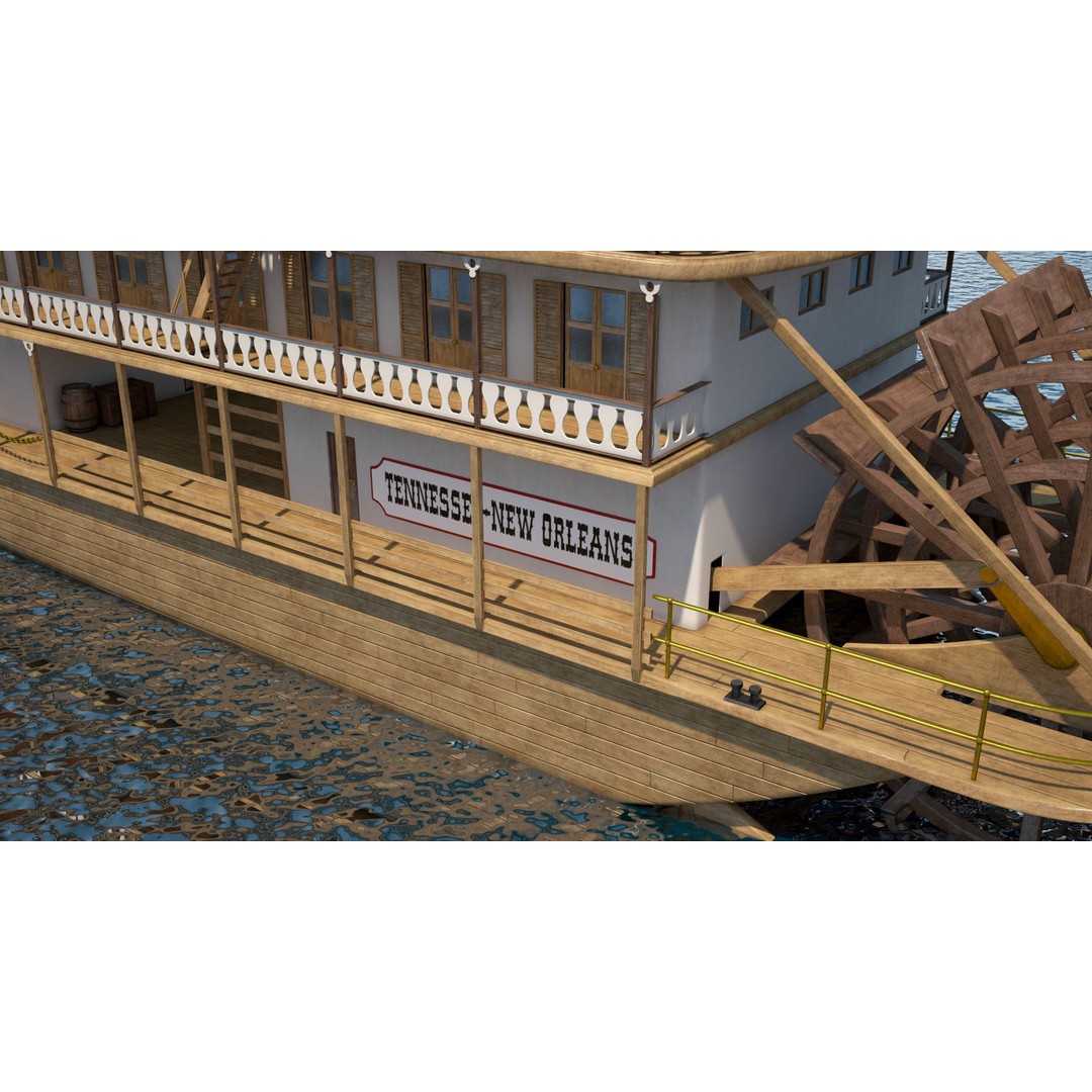 Mississippi Steamboat 3D Model – Highly Detailed Historic Vessel, FBX - View 10