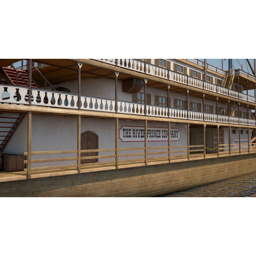 Mississippi Steamboat 3D Model – Highly Detailed Historic Vessel, FBX - View 11