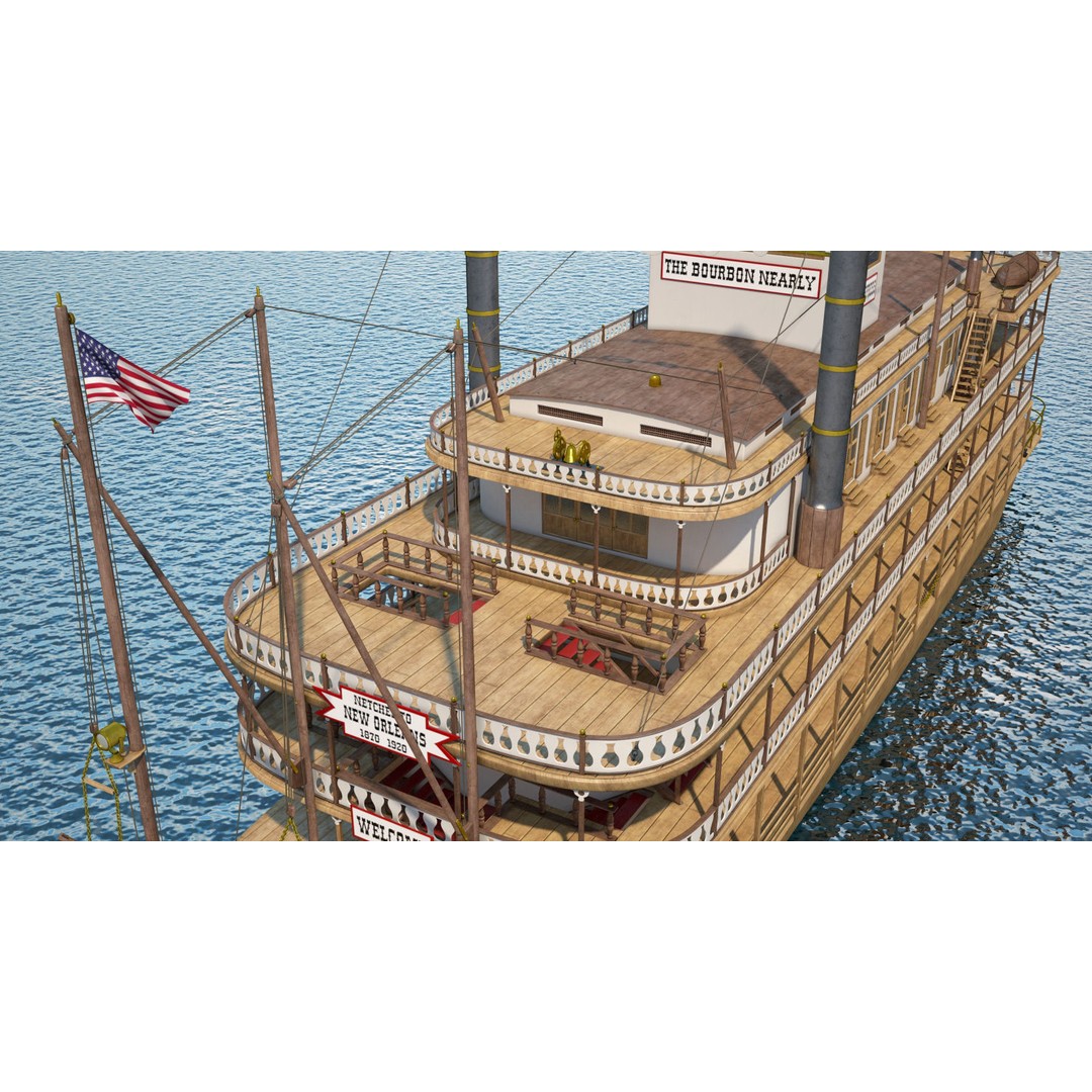 Mississippi Steamboat 3D Model – Highly Detailed Historic Vessel, FBX - View 13
