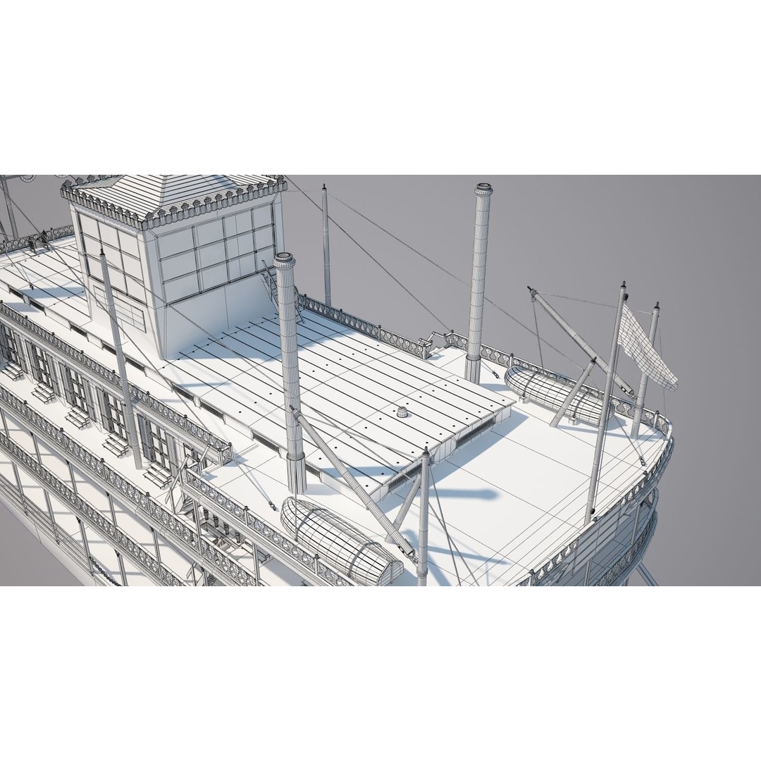 Mississippi Steamboat 3D Model – Highly Detailed Historic Vessel, FBX - View 14