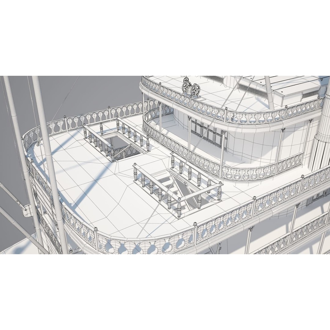Mississippi Steamboat 3D Model – Highly Detailed Historic Vessel, FBX - View 16