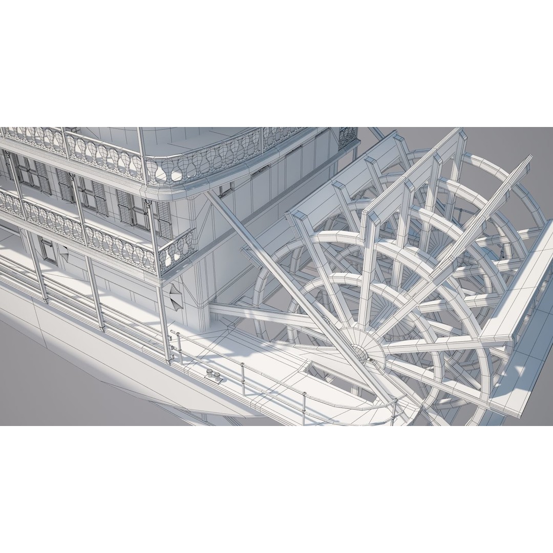 Mississippi Steamboat 3D Model – Highly Detailed Historic Vessel, FBX - View 18