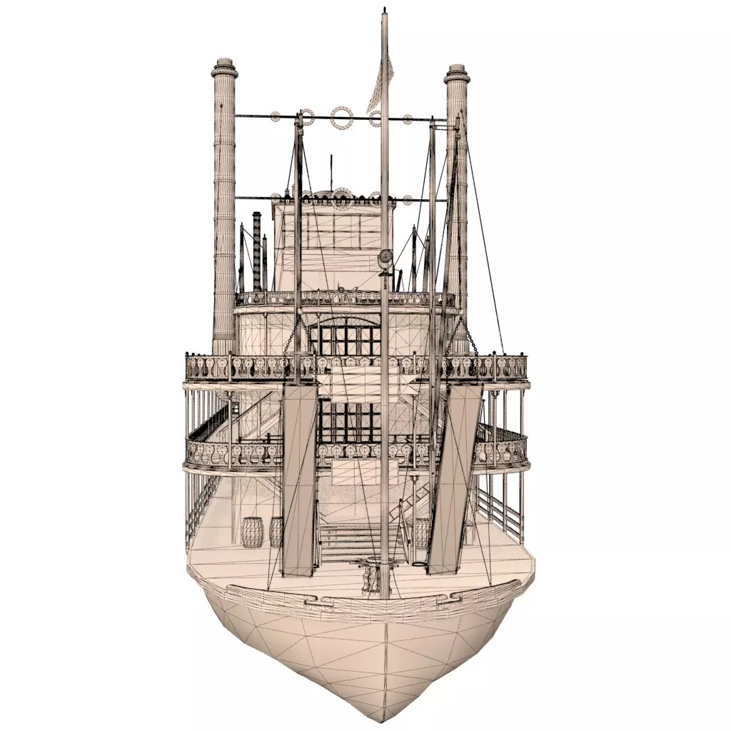 Mississippi Steamboat 3D Model – Highly Detailed Historic Vessel, FBX - View 26
