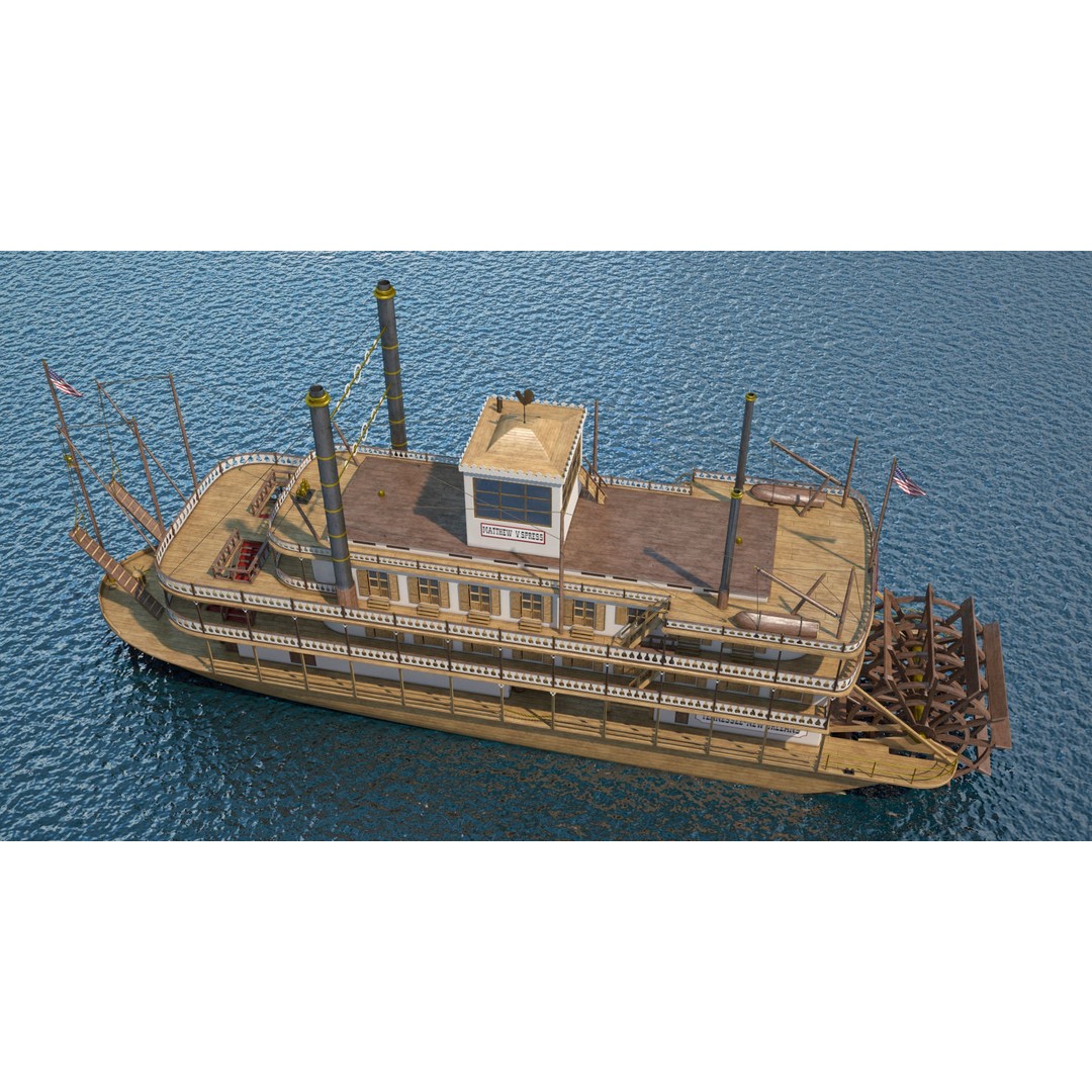 Mississippi Steamboat 3D Model – Highly Detailed Historic Vessel, FBX - View 8